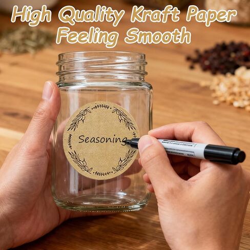 500 Jar Stickers, Jelly Jars & Jam Jar Labels, Kraft Paper Gift Tags, 4 Different Garland Designs for Mason Jars/Bottles/Name Tags and More (2 Inch Round) in Saudi Arabia