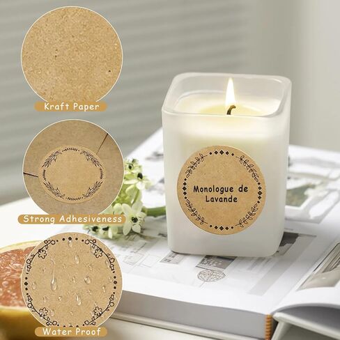 500 Jar Stickers, Jelly Jars & Jam Jar Labels, Kraft Paper Gift Tags, 4 Different Garland Designs for Mason Jars/Bottles/Name Tags and More (2 Inch Round) in Saudi Arabia