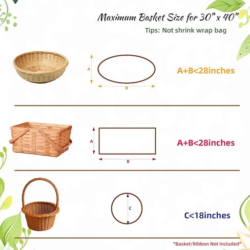 WIKDAY Cellophane Wrap for Gift Baskets 30x40 Inches 8 PCS Large Clear Gift Wrapping Plastic Bags with Ties for Gift Giving, Packaging Products in Saudi Arabia