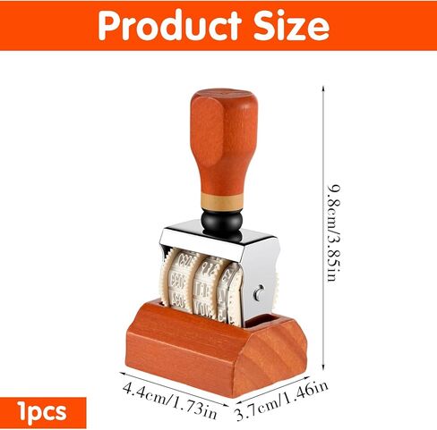 Roller Date Stamp, 2025-2035 Day Month Year Retro Date Stamp, Adjustable Wheel Stamper with Wooden Handle and Base for DIY Card Craft Planner Scrapbook in Kuwait