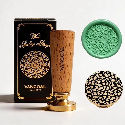 VANGOAL Wax Seal Stamp, Floral Series, 3D Embossed Brass Stamp Head with Wooden Handle, Vintage Sealing Kit for Wedding Invitations, Envelopes, Gift Wrapping, Letters and Crafts (Peony with Frame) in Saudi Arabia