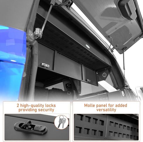 صندوق أدوات قفل تخزين البضائع الخلفية من Hooke Road Bronco لسيارة Ford Bronco ذات 4 أبواب 2021-2026 (باستثناء Bronco Sport)، صندوق أدوات تخزين شريط اللف، لوحة MOLLE آمنة in Kuwait