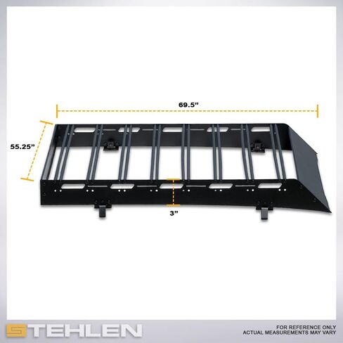 سلة رف سقف Stehlen 642167830672 مقاس 70 × 55 بوصة متوافقة مع 2015-2026 Ford F150 Supercrew (طاقم) الكابينة السوداء وإطارات النوافذ المعيارية على السطح مع هدية الرياح - أسود in Kuwait
