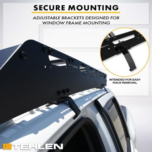 سلة رف سقف Stehlen 642167830672 مقاس 70 × 55 بوصة متوافقة مع 2015-2026 Ford F150 Supercrew (طاقم) الكابينة السوداء وإطارات النوافذ المعيارية على السطح مع هدية الرياح - أسود in Kuwait