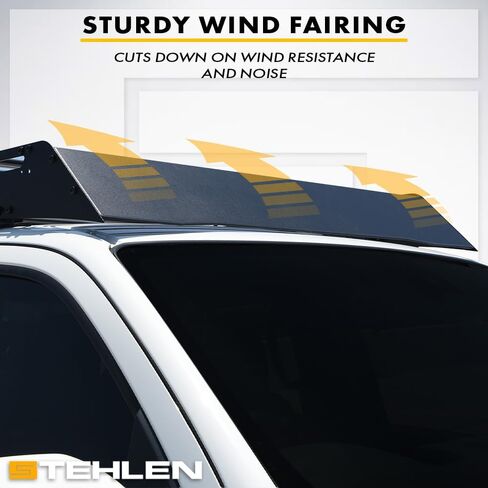سلة رف سقف Stehlen 642167830672 مقاس 70 × 55 بوصة متوافقة مع 2015-2026 Ford F150 Supercrew (طاقم) الكابينة السوداء وإطارات النوافذ المعيارية على السطح مع هدية الرياح - أسود in Kuwait