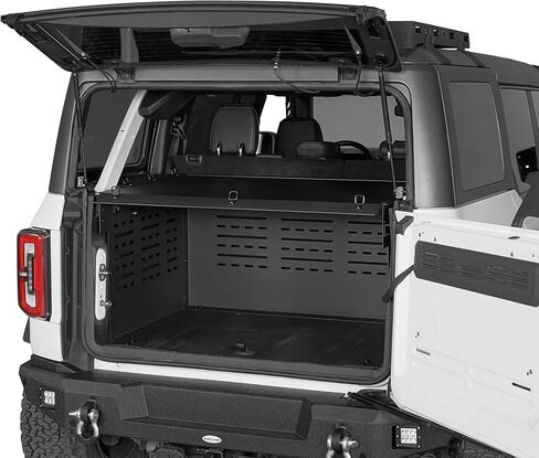Hooke Road Bronco 4 أبواب خلفية للشحن رف صندوق الأمان على سطح السفينة لتخزين الأمتعة متوافق مع 2021 2022 2023 2024 2025 2026 Ford Bronco 4-Door Hardtop (باستثناء Bronco Sport & Rapot) in Kuwait