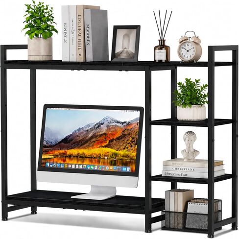 Snughome Desk Shelf, 38.6" Adjustable Desktop Organizer Shelf, Desk Hutch for Computer Monitor Stands, 4 Tier Desktop Display Rack, Wood Desktop Bookshelf Storage Rack for Home Office Dorm in Saudi Arabia