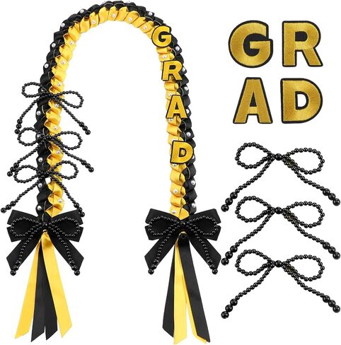 Zeyune 48 بوصة التخرج Lei DIY فئة 2026 Grad Ribbon Leis مع 3 أقواس لؤلؤية 4 أحرف لمدرسة رياض الأطفال in Kuwait