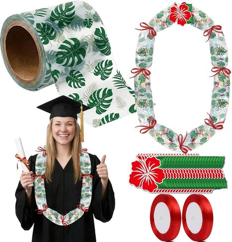 KorViSHOW مجموعة صنع حلوى التخرج من KorViSHOW، 23 قطعة 2026 Grad Hawaiian Candy Leis Tubing Set مع أشرطة لفات وبطاقات الكركديه الحمراء للكلية الثانوية تهنئة مستلزمات حفلات التخرج هدايا in Kuwait