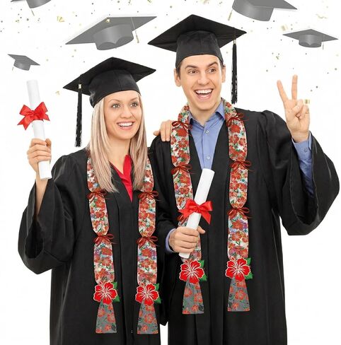KorViSHOW Graduation Candy Lei Making Kit, 23 Pcs 2026 Grad Hawaiian Candy Leis Tubing Set with Rolls Ribbons and Red Hibiscus Cards for College High School Congrats Graduate Party Supplies Gifts in Saudi Arabia