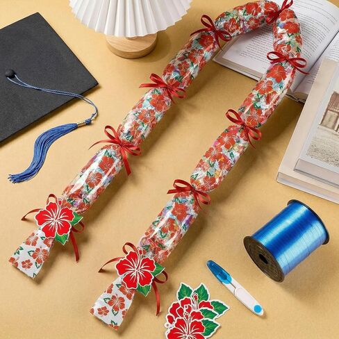 KorViSHOW Graduation Candy Lei Making Kit, 23 Pcs 2026 Grad Hawaiian Candy Leis Tubing Set with Rolls Ribbons and Red Hibiscus Cards for College High School Congrats Graduate Party Supplies Gifts in Saudi Arabia