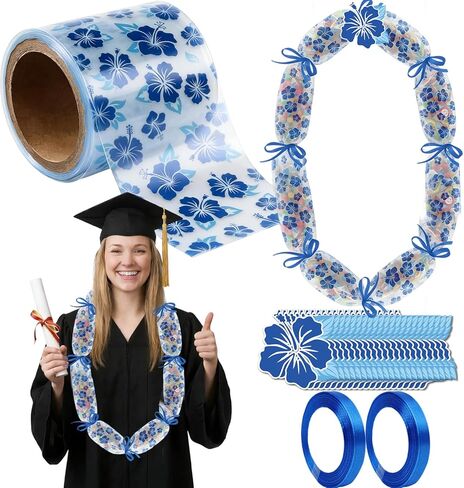 KorViSHOW Graduation Candy Lei Making Kit, 23 Pcs 2026 Grad Hawaiian Candy Leis Tubing Set with Rolls Ribbons and Red Hibiscus Cards for College High School Congrats Graduate Party Supplies Gifts in Saudi Arabia
