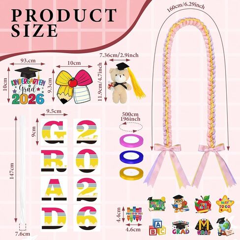 مجموعة صنع حلوى التخرج من Craftsatin 28 قطعة من شريط رياض الأطفال، فئة 2026 تتضمن الأنابيب 12 حقيبة حلوى Lei و3 شريط لفات 11 بطاقة وسلسلة مفاتيح الدب لمرحلة ما قبل المدرسة هدية حفلة التخرج إكليل DIY in Kuwait