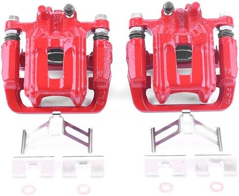 زوج فرجار الفرامل الخلفي المطلي بمسحوق أحمر من PowerStop لـ Acura RDX 2013-18 |Honda Accord Crosstour 2010-11 |CR-V 2012-16 |Crosstour 2012-15 - ترقية فرجار الفرامل عالية الحرارة، S6886 in Kuwait