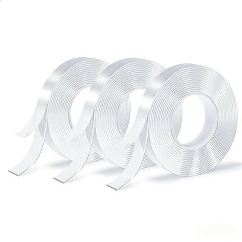 Double Sided Tape,3 Rolls Double Sided Tape, Nano Tape, Transparent Adhesive Tape, Traceless Adhesive Tape, Removable, Washable, Reusable, Suitable for Carpets, Photo Walls, 9.85 Feet Per Roll in Kuwait