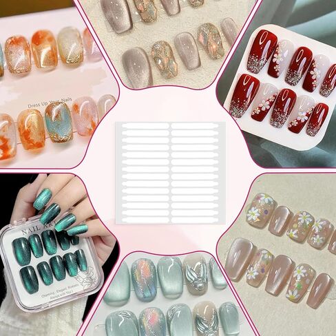 شريط أظافر JJUNW 10 ورقات مزدوجة الجوانب، شريط عرض فني للأظافر للضغط على الأظافر لتخزين شريط تثبيت شفاف لعرض تصميم الأظافر وتخزين الأظافر الزائفة وتنظيم تغليف المانيكير in Kuwait