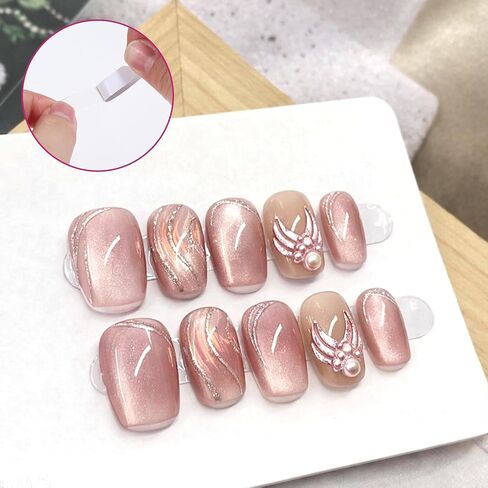 شريط أظافر JJUNW 10 ورقات مزدوجة الجوانب، شريط عرض فني للأظافر للضغط على الأظافر لتخزين شريط تثبيت شفاف لعرض تصميم الأظافر وتخزين الأظافر الزائفة وتنظيم تغليف المانيكير in Kuwait