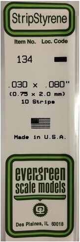Evergreen Scale Models Strip .030 x .080 10 EVG134 Plastic Building Supplies in Saudi Arabia