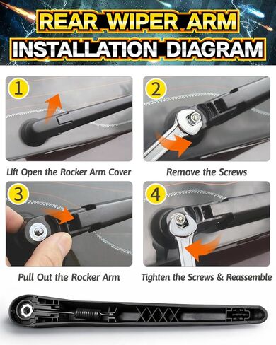 Rear Wiper Arm Blade Assembly, Replacement for Mercedes-Benz GLE-Class 2020–2025 (W167), GLE 350, 450, 580, AMG GLE 53, 63 | Back Windshield Wiper Blade Arm, Nut, Cap Cover Accessories Set in Saudi Arabia