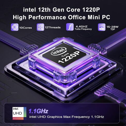 كمبيوتر صغير Beelink، EQi13 Pro، Intel Core i7-13620H(10C/16T، حتى 4.9 جيجا هرتز)، الجيل الثالث عشر من رسومات UHD 1.5 جيجا هرتز، 32 جيجا بايت رام 500 جيجا بايت SSD، كمبيوتر صغير ثنائي الشبكة المحلية (WiFi 6+BT5.2/Dual HDMI/مدمج 85 وات PSU) in Saudi Arabia