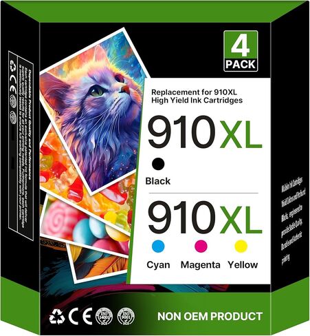 910XL Ink Cartridges for HP Printers (4 Pack) Replacement for HP 910XL Ink Cartridges Combo Pack Use for OfficeJet 8010 8020 8015e Series, Pro 8020 8025e 8030 Series Printer, Black Cyan Magenta Yellow in Saudi Arabia