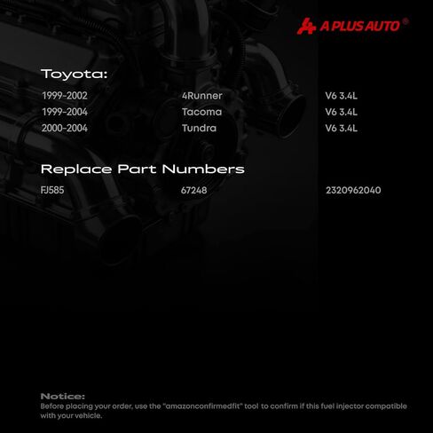 Fuel Injectors Set of 6, Compatible with Toyota Tacoma 1999-2004, Tundra 2000-2004, 4Runner 1999-2002-v6 3.4L, Naturally Aspirated Replace Part 2320962040 in Saudi Arabia