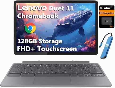 Lenovo Chromebook Duet - 2024 - Convertible Chromebook - ChromeOS - 10.95" WUXGA IPS Touch Display - 4GB Memory - 64GB Storage - MediaTek Kompanio 838 - Luna Grey in Saudi Arabia
