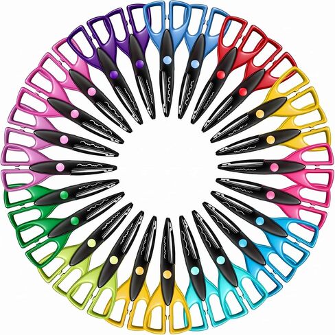 24 Pack Craft Scissors 6.5 Inch Decorative Edge for Arts and Crafts Zig Zag Safe Student Scissor with Colorful Handles for Scrapbooking Pattern School Projects DIY Paper Cutting Tools in Kuwait
