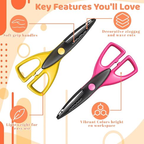 24 Pack Craft Scissors 6.5 Inch Decorative Edge for Arts and Crafts Zig Zag Safe Student Scissor with Colorful Handles for Scrapbooking Pattern School Projects DIY Paper Cutting Tools in Kuwait