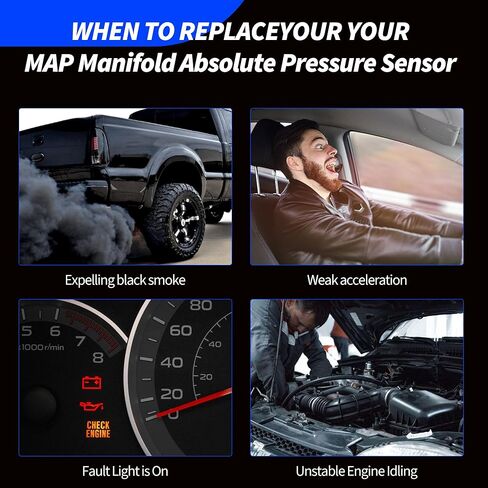 HiSport 56041018AB MAP Manifold Absolute Pressure Sensor - Compatible with Chrysler Grand Voyager Dodge Caravan Dakota Jeep Grand Cherokee Liberty Replaces 68002763AA 216519 in Kuwait