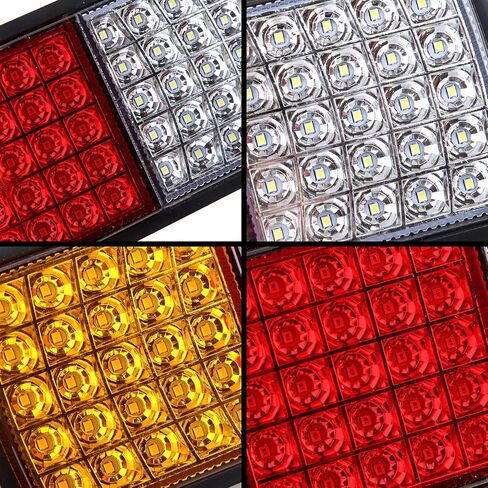 Partswcgg 2 قطعة 75 LED شاحنة أضواء خلفية ثلاثية، فائقة السطوع IP68 مقاومة للماء للفرامل إشارة الانعطاف العكسية أضواء الجري الاحتياطية الضوء الخلفي لمقطورة المرافق والشاحنات المسطحة RV قارب تخييم 10-30 فولت in Kuwait