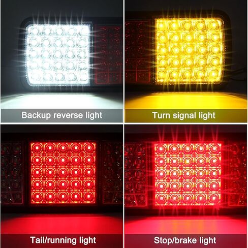 Partswcgg 2 قطعة 75 LED شاحنة أضواء خلفية ثلاثية، فائقة السطوع IP68 مقاومة للماء للفرامل إشارة الانعطاف العكسية أضواء الجري الاحتياطية الضوء الخلفي لمقطورة المرافق والشاحنات المسطحة RV قارب تخييم 10-30 فولت in Kuwait