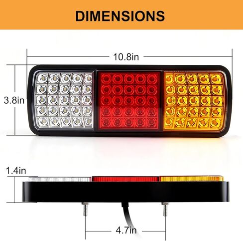 Partswcgg 2 قطعة 75 LED شاحنة أضواء خلفية ثلاثية، فائقة السطوع IP68 مقاومة للماء للفرامل إشارة الانعطاف العكسية أضواء الجري الاحتياطية الضوء الخلفي لمقطورة المرافق والشاحنات المسطحة RV قارب تخييم 10-30 فولت in Kuwait
