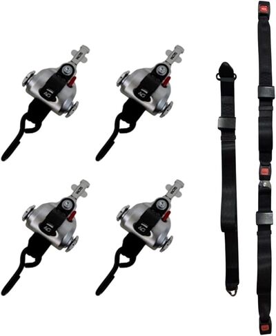 WOTS Wheelchair Securement System for Standard L-Track | Full Kit: Fixed Shoulder Belt, Lap Belt & 4 Auto-Retracting Tie-Downs | Easy Installation, Auto-Tightening, Lightweight | WC18/WC19 Compliant in Saudi Arabia