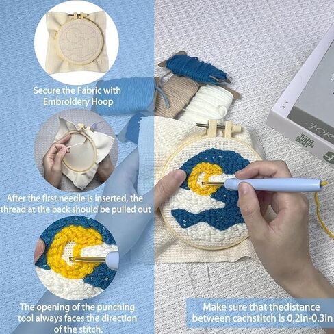 Punch Needle Coasters Kit, 6 Pattern Embroidery Punch Needle Kits, Punch Embroidery Kit for DIY Crafts in Kuwait