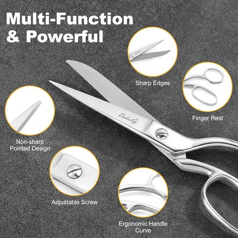 2 Pack 8" Dressmaker Fabric Scissors, Heavy Duty Stainless Steel Tailor Sewing Shears with Protective Sheath, Multi-Purpose Sharp Fabric Scissors for Cutting Cloth, Thread, and Crafting in Saudi Arabia