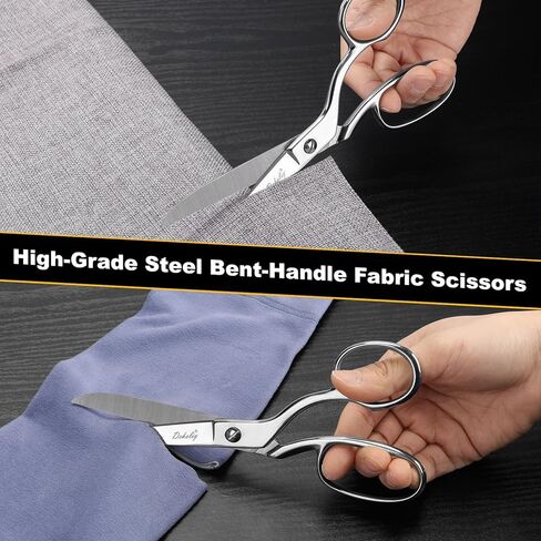 2 Pack 8" Dressmaker Fabric Scissors, Heavy Duty Stainless Steel Tailor Sewing Shears with Protective Sheath, Multi-Purpose Sharp Fabric Scissors for Cutting Cloth, Thread, and Crafting in Saudi Arabia