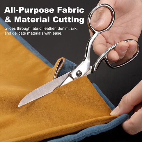 2 Pack 8" Dressmaker Fabric Scissors, Heavy Duty Stainless Steel Tailor Sewing Shears with Protective Sheath, Multi-Purpose Sharp Fabric Scissors for Cutting Cloth, Thread, and Crafting in Saudi Arabia