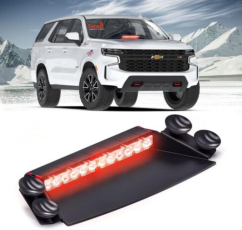 Feniex Industries Feneix Fusion 2X Dash Light | Red | Suction + Permanent Mounts, Cig Plug, 2-Mode | 6 LEDs, Super Bright 3 Watt LEDs, SAE Class 1 | Emergency Warning Lights in Kuwait