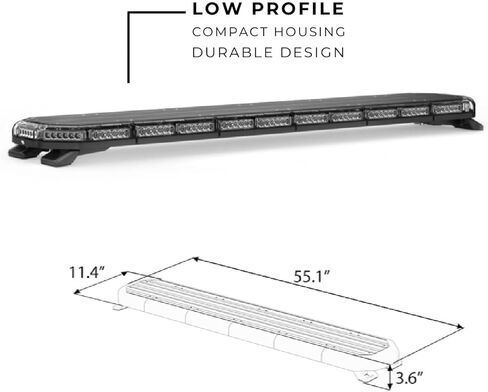 شريط إضاءة LED من SpeedTech Lights K-Force 55 Tow - 156 مصباح LED، 468 وات ستروب طوارئ كامل الحجم على السقف لشاحنات السحب، وعمال الحطام، والشرطة، والإطفاء، وEMS، والبناء، والمحاريث، والأمن (العنبر/العنبر) in Kuwait