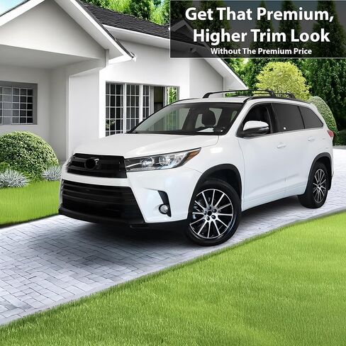 تصميمات BOGAR TECH لسيارة Toyota Highlander 2016-2019 حذف الكروم الأمامي - مجموعة تراكب الفينيل المقطوعة مسبقًا، زخرفة تعتيم سوداء لامعة in Kuwait