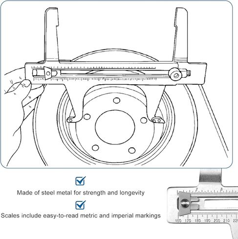 Car Brake Resetting Gauge, 6.5"-14.25" Professional Measuring Tool for Adjusting Brake Shoes and Installing Drum, Fast and Accurate Measurement for Hand Brakes Disc Rotors Parking in Saudi Arabia