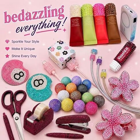rythsans Bedazzling Kit with 42000pcs Rhinestones 30 Colors 3mm All in One Bedazzling Gems with 4 Pcs Jewelry Glue & Tools for DIY Crafting in Kuwait