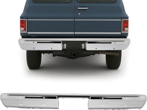 KUAFU Rear Bumper Face Bar Compatible with 1981-1991 Chevy Chevrolet Blazer GMC C/K/R/V 10 20 30 1500 2500 3500 Steel Chrome Silvery in Kuwait