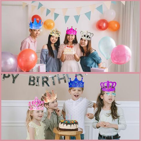 54 قطعة من التيجان الإسفنجية الملونة للأطفال، تيجان الأميرة، مع نمطين من الملصقات الماسية DIY لمستلزمات حفلات أعياد الميلاد للأطفال in Kuwait