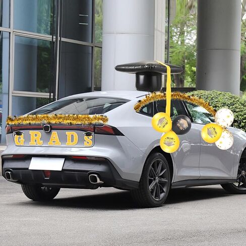2026 Graduation Cap Car Decoration Kit - Large Inflatable Graduation Cap, Car Garlands, Balloons, 'GRAD' Banner, Streamers & Adhesive Dots for High School, College Party, Parade in Saudi Arabia