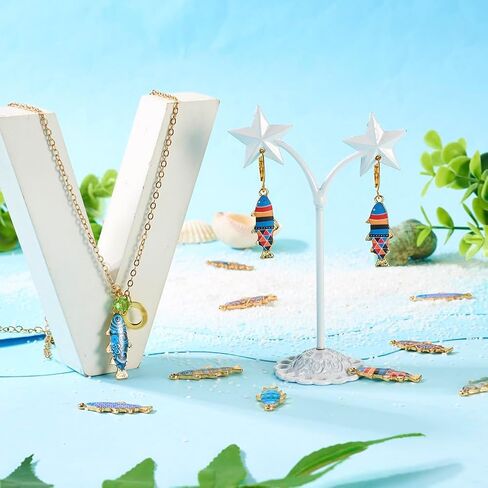 20Pcs Alloy Enamel Pendants Golden Fish Enamel Ocean Animal Dangle Charms Mixed Color for DIY Crafts Earrings Necklace Jewelry Making 27x10.5x2.5mm in Kuwait