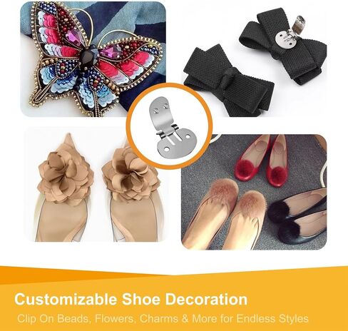 10Pcs Shoe Clip for Crafts Stainless Steel Flat Clips for Shoes Small Decorative Accessories for Women Dress Shoes Embellishments for Bows Flower Charms Jewelry Shoelace Ons and DIY Projects in Saudi Arabia