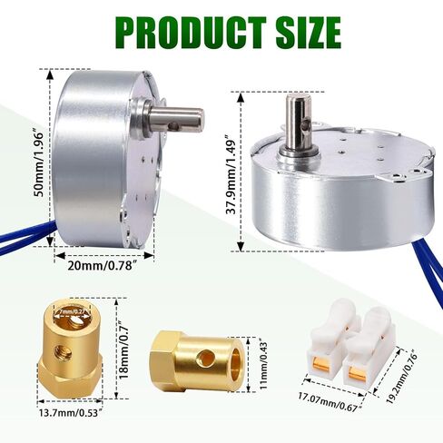 Synchronous Turntable Motor - 100V AC 4W Slow-Rotation CCW/CW with Lamp Cord & 7mm Shaft for Halloween Props, Display Turntables​ in Saudi Arabia