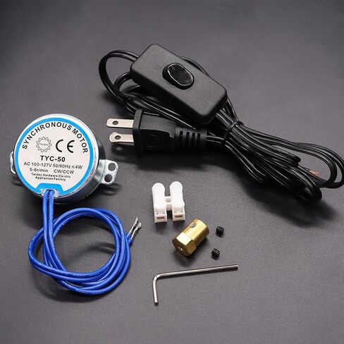 Synchronous Turntable Motor - 100V AC 4W Slow-Rotation CCW/CW with Lamp Cord & 7mm Shaft for Halloween Props, Display Turntables​ in Saudi Arabia